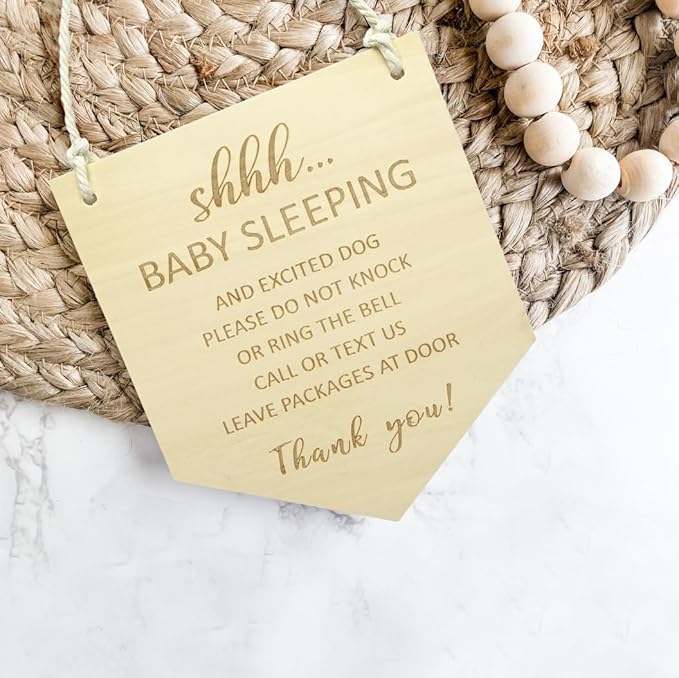 Baby Sleeping Sign for Front Door, Do Not Knock or Ring the Bell Sign