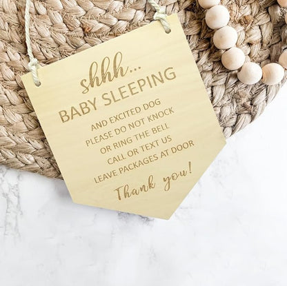 Baby Sleeping Sign for Front Door, Do Not Knock or Ring the Bell Sign