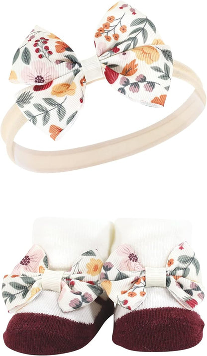 Hudson Baby Girl's Headband and Socks Giftset