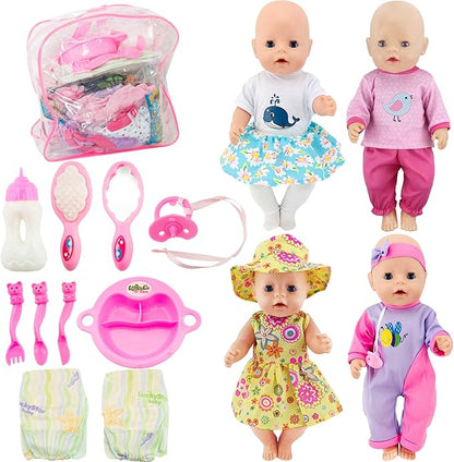SOTOGO 20 Pieces Baby Doll Care Set Doll Feeding and