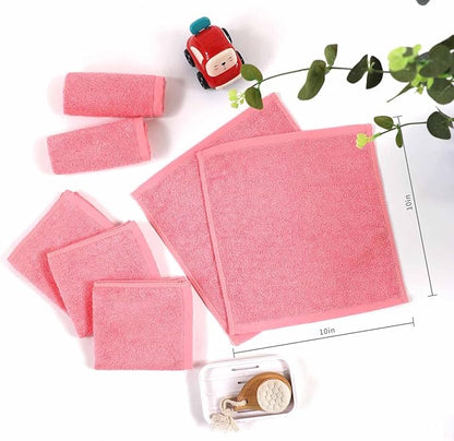 JEFFSUN Baby Washcloths 6 Pack, 10x10 inch Heavenly Soft Pink Wash Cloths for Face and Body