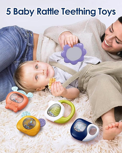 dearlomum Baby Play Mat Baby Gym,Funny Play Piano Tummy Time Baby Activity Mat with 5 Infant Sensory Baby Toys 0 to 3 6 9 12
