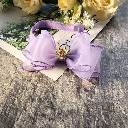 Cute Baby Girl Headband with Lace Bow and Crown Elastic