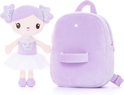 Gloveleya Toddler Backpack Kids Backpack with Candy Purple Doll 9"