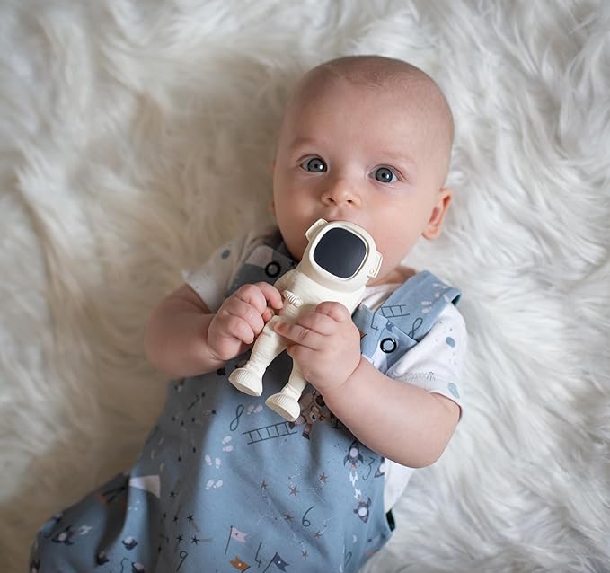AstroGNAW (White) Natural Rubber Baby Toy for Teething, Bath time