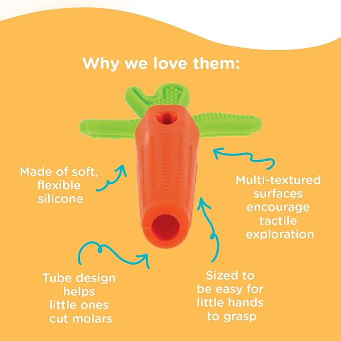 Nuby Silicone Carrot Tube Teether - Baby Teething Toy 3+ Months