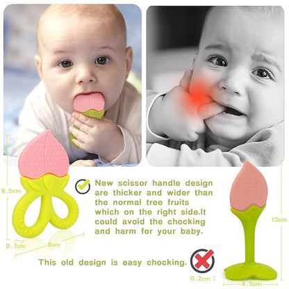 SHARE&CARE BPA Free Silicone Fruit Baby Teether Toys Baby Teething 3 Months Relief(5 Scissor