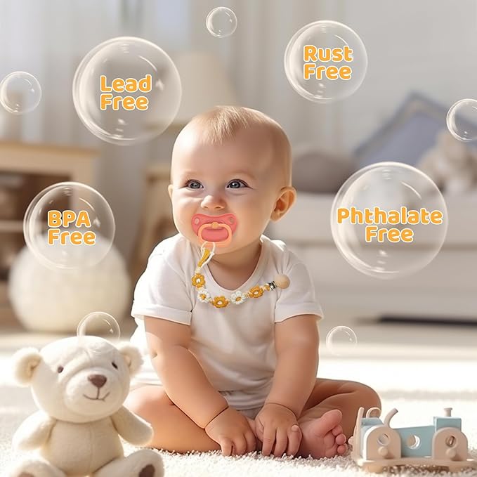 Pacifier Clip for Boys Girls Floral Daisy Macrame Baby Paci (1pack:Yellow Daisy