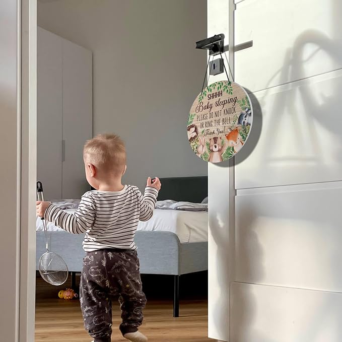 Putuo Decor Shh Baby Sleeping Door Sign for Front Door