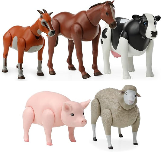 Beverly Hills Doll Collection Farm Animal Toys Set of 5, Large Toy Farm Animals for Toddlers