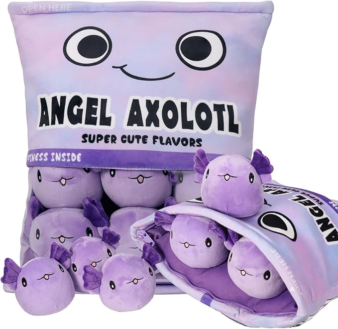 Axolotl Plush Pillow Throw Pillow, Cute Axolotl Plush Toys Doll (6 pcs,