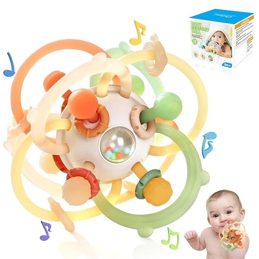 Orzbow Baby Sensory Teething Teether Toys, Infant Montessori Toys 3-6-12-18 Months