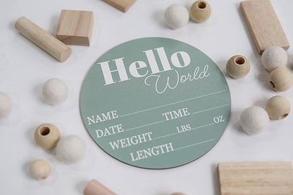 Hickory Hollow Designs - Baby Announcement Sign for Newborn Boys and Girls (Color Bases) 6" Circle