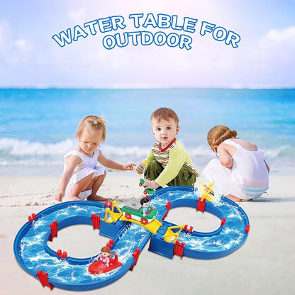 Dollox Water Table for Toddlers, 50Pcs Outdoor Water Park Playset for Kids 3 4 5