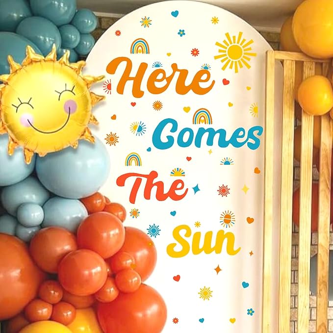 Here Comes The Sun Backdrop Decals Gender Reveal Party Decals