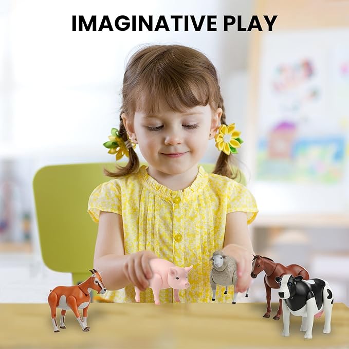 Beverly Hills Doll Collection Farm Animal Toys Set of 5, Large Toy Farm Animals for Toddlers