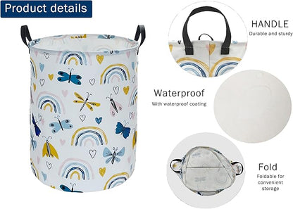 Round Rainbow Pattern Laundry Hamper Storage Basket Organizer Hamper Storage