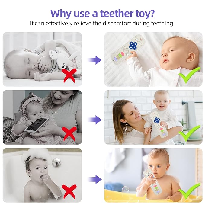 Chuya Silicone Baby Teether Toy TV Remote Control Shape Chew 3+ Months,