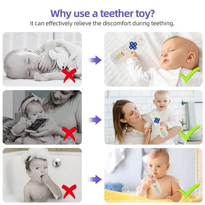 Chuya Silicone Baby Teether Toy TV Remote Control Shape Chew 3+ Months,