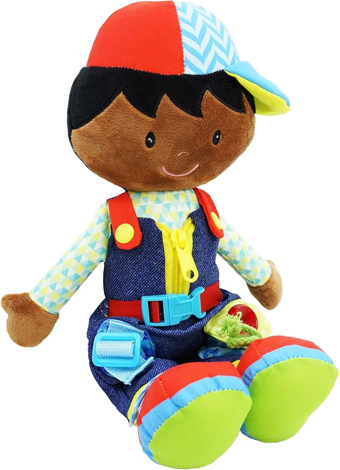 June Garden 15.5" Dressy Friends Isaiah - Educational Stuffed Plush Doll for Kids and Toddlers 2 Years and Up