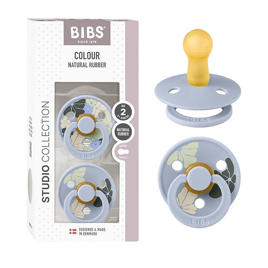 BIBS Pacifiers - Colour Studio 2 Pack | Round Nipple Baby Pacifier 0+ Months