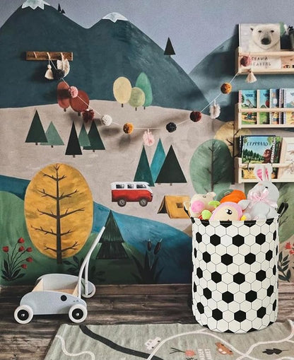 Round Football Pattern Laundry Hamper Storage Basket Organizer Hamper Storage