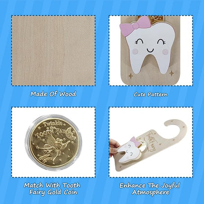 Tooth Fairy Door Hanger, Wooden Tooth Fairy Holder with Tooth