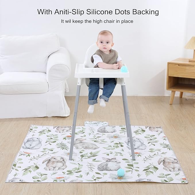 Insular Baby Splat Mat for Under High Chair/Arts/Crafts, Anti Slip and Waterproof Splash Mat for Floor, Portable Picnic Mat, 51x51 Inch, English Letter