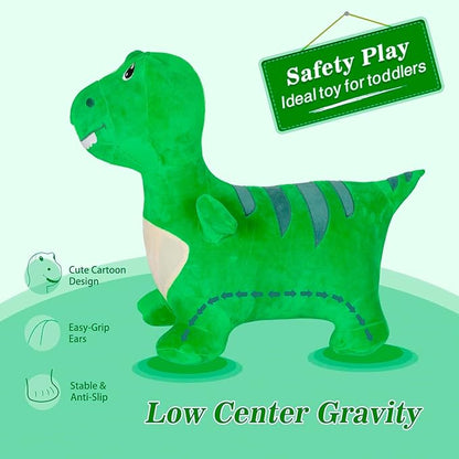 INPANY Kids Bouncy Dinosaur Hopper Toys for 2 Year Old Boy Birthday Gifts, Toddler Plush Inflatable Animal Hopping Horse 3 4