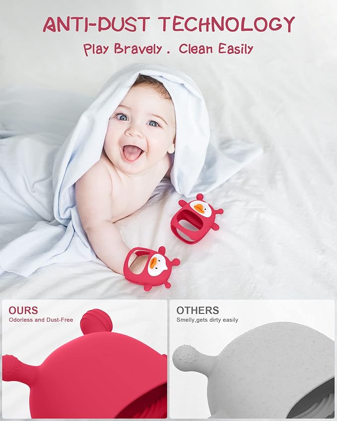 Teething Toys for Babies 0-6 Months, Never Drop Silicone Baby Teether