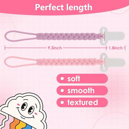 4-Pack Silicone Pacifier Clips with a Woven Rope Shape