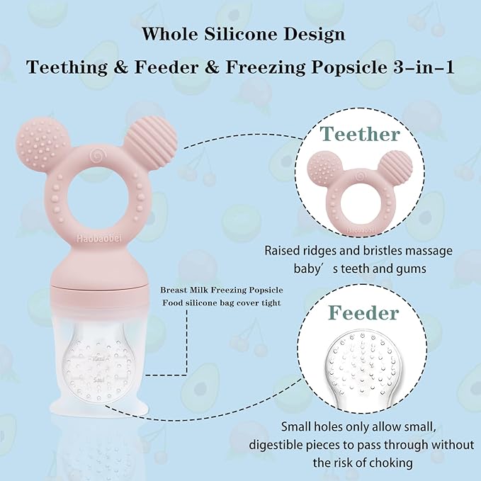 Baby Fruit Feeder, Frozen Teething Toys for Babies 3 Extra