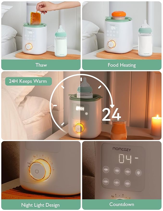 Momcozy Nutri Bottle Warmer, 9-in-1 Baby Bottle Warmer with Night Light, Accurate Temperature to Preserve Fullest Nutrients in Breast Milk, Bottle Warmers for All Bottles with Breastmilk or Formula