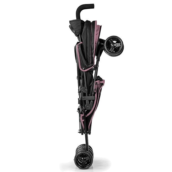 Summer by Ingenuity 3D Mini Convenience Stroller – Lightweight Stroller with Compact Fold, Multi-Position Recline, Canopy with Pop Out Sun Visor and More – Umbrella Stroller for Travel, Pink