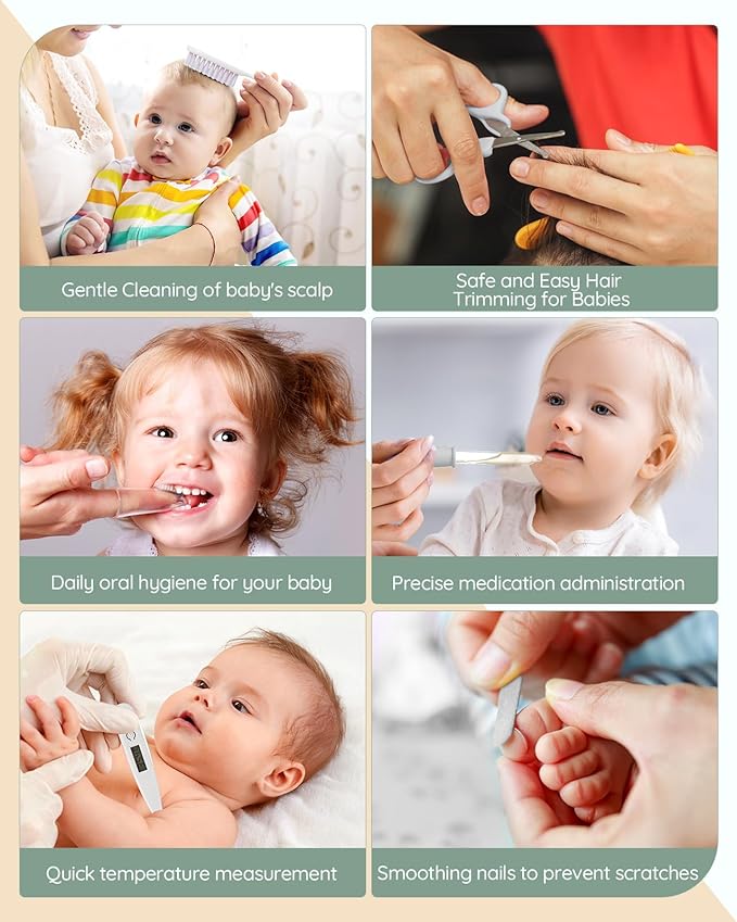 Lilian&Gema Baby Healthcare and Grooming Kit, 28-in-1 Rechargeable Nail Trimmer Electric Set, Dual Auto Light Baby Nail Care Kit, Portable Newborn Nursery Health Care Set for Infant Toddlers Boy Girl