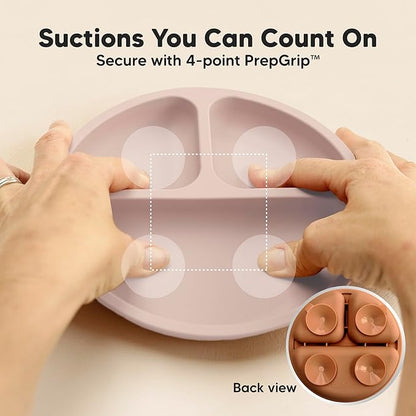 KeaBabies Suction Plates for Baby, Toddler - 3-Pack 100% Silicone Toddler Plates, Divided Baby Plates with Suction, Silicone Plates for Baby, Kids, BPA-Free, Microwave, Dishwasher Safe (Dusk)