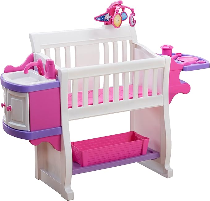 American Plastic Toys Kids’ My Very Own Nursery Baby Doll Playset, Furniture 2+,Pink
