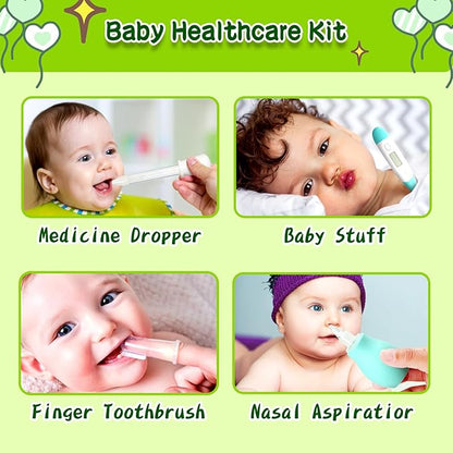 Baby Healthcare and Grooming Kit, 21pcs Baby Electric Nail Trimmer Set Newborn Nursery Health Care Set for Newborn Infant Toddlers Baby Boys Girls Kids Haircut Tools (21 Kits Green)