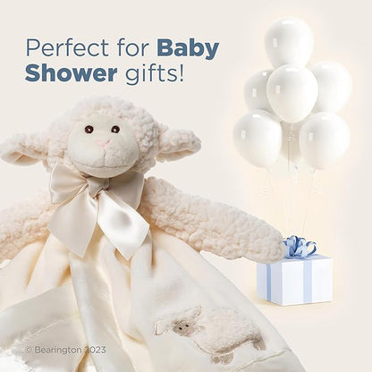 Bearington Baby Lamby Snuggler, 15 Inch White Lamb Plush Stuffed Animal Security Blanket Lovey for Babies