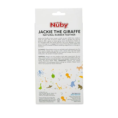 Nuby Jackie The Giraffe Natural Rubber Baby Teether - 3+ Months