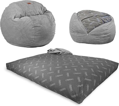 CordaRoy's Faux Fur Bean Bag Chair, Convertible Chair Folds from Bean Bag to Lounger & Chenille Bean Bag Chair, Convertible Chair Folds from Bean Bag to Lounger, As Seen on Shark Tank