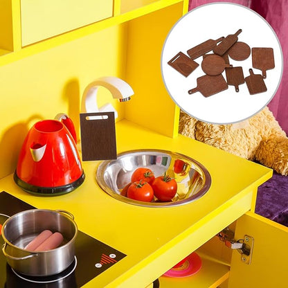 Zerodeko 10 PCS Dollhouse Cutting Board, Miniature Wooden Cutting Board Wood Chopping Charcuterie Boards Doll House Miniature Kitchen Accessory