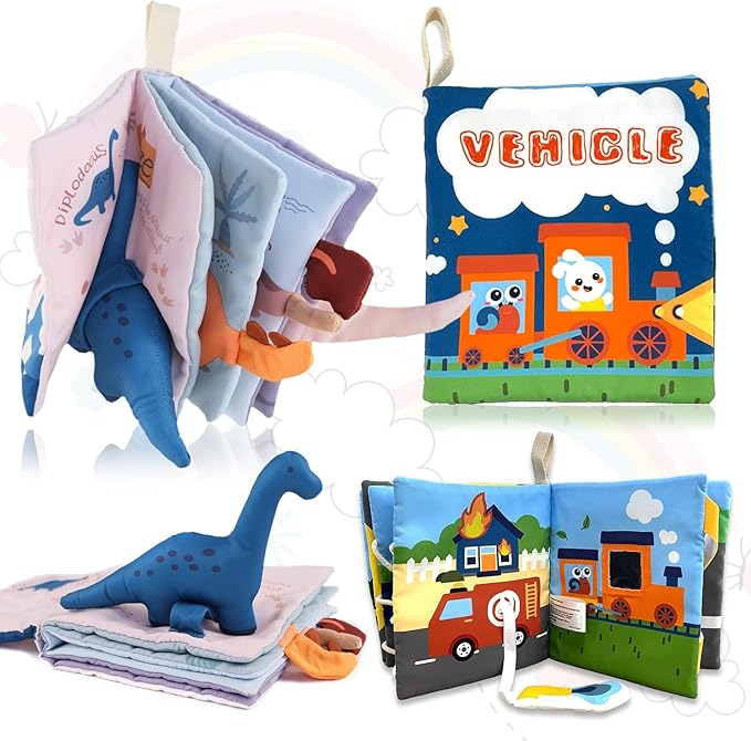 Richgv Baby Books Toys 6-12 Months, 2 Packs Interactive 3D Baby Cloth Books