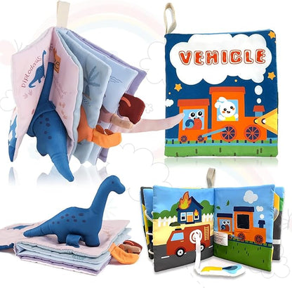 Richgv Baby Books Toys 6-12 Months, 2 Packs Interactive 3D Baby Cloth Books