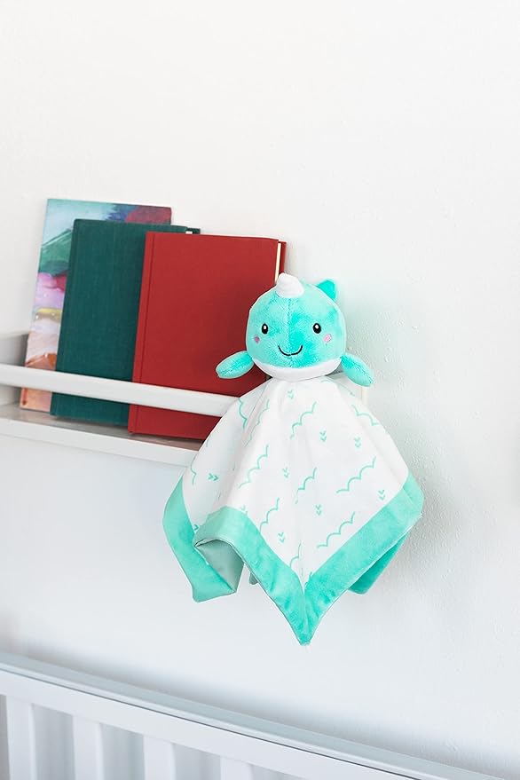 Pearhead Narwhal Security Blanket, Soft Baby Lovey for Babies