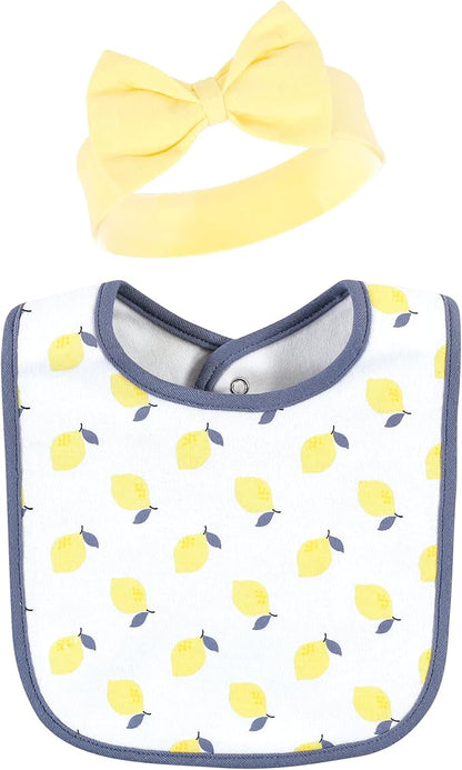 Hudson Baby Unisex BabyCotton Bib and Headband or Caps Set
