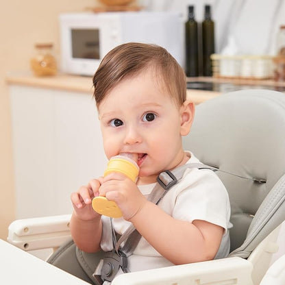 Smily Mia Baby Fruit Food Feeder & Freezer Teether Combo, Icy Bite Ice Cream Teether for Baby Cooling Relief Feeding,3 Month+,Choclate