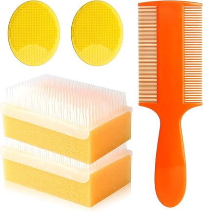 Cradle Cap Brush for Babies, 5Pcs Cradle Cap Treatment Set with Soft Bristle Brushes Silicone Scrubber Long Comb for Newborn Bathing Essentials Baby Brush and Comb Set (Orange)