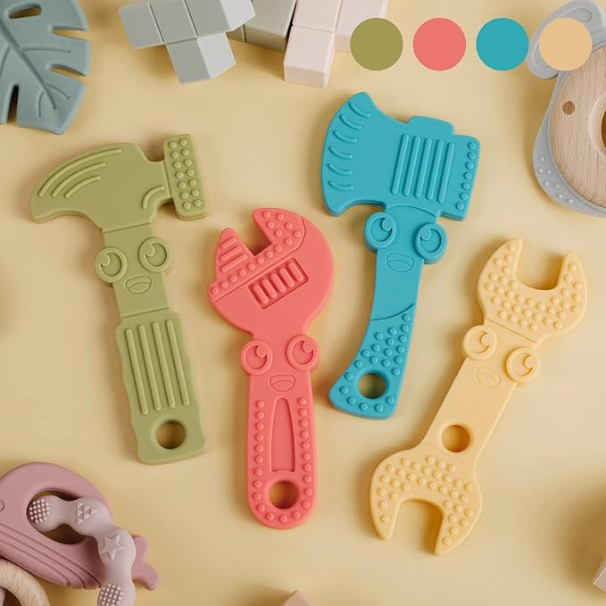TYRY.HU Baby Teething Toys for Babies 0-6 Months 6-12 Months, BPA Free Silicone Baby Molar Teether Chew Toys 4 Packs