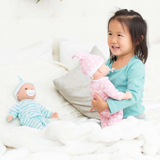 Melissa & Doug Mine to Love Twins Luke & Lucy 15” Light Skin-Tone Boy and Girl Baby Dolls with Rompers, Caps, Pacifiers - First Baby Dolls For Toddlers 18 Months And Up